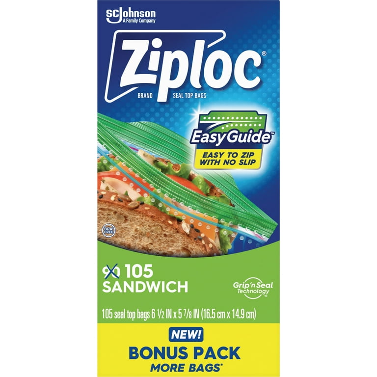 S.C. Johnson & Son, Sandwich Bags, 105 Count, EasyGuide™ Seal