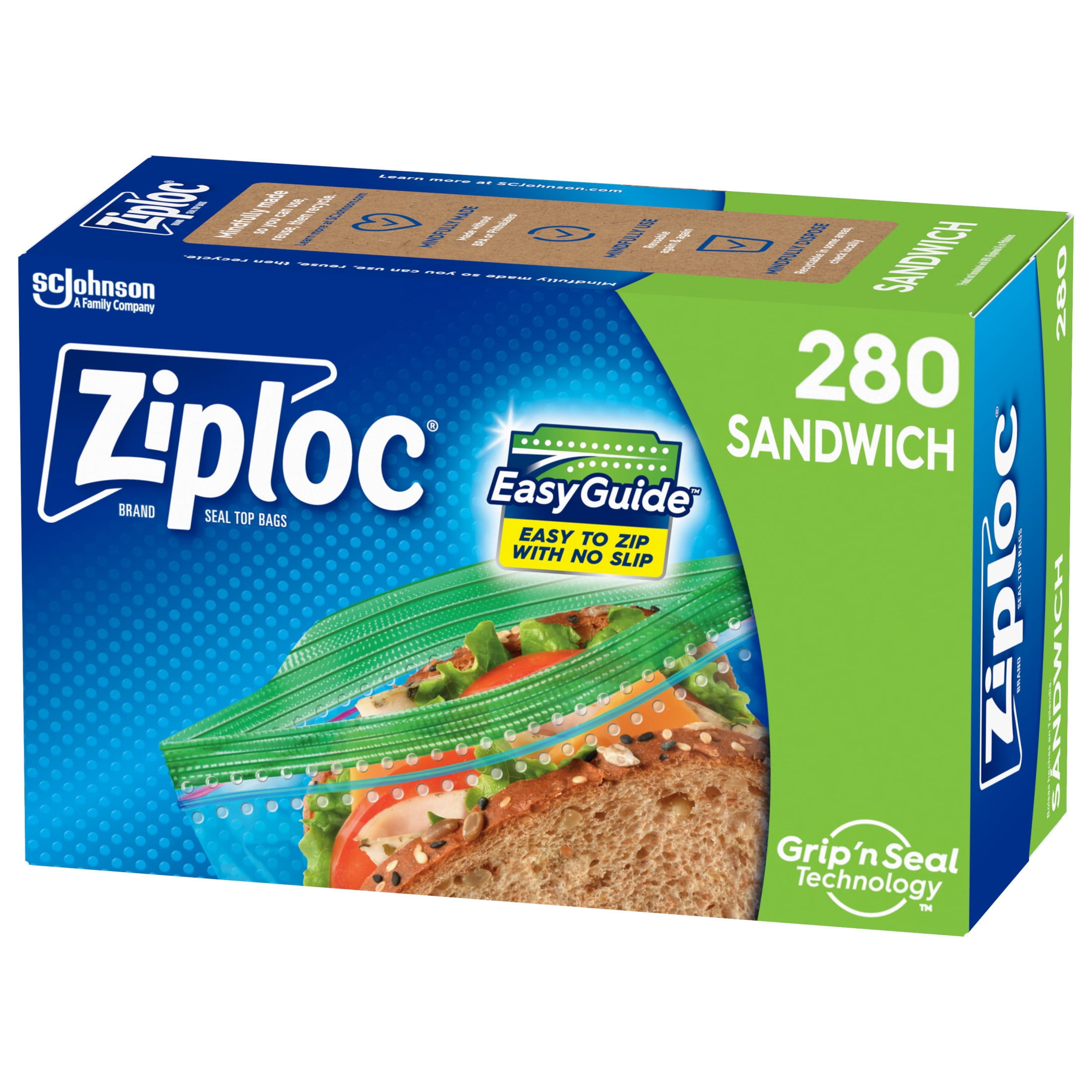 Ziploc Sandwich Bags with EasyGuide 280 Count