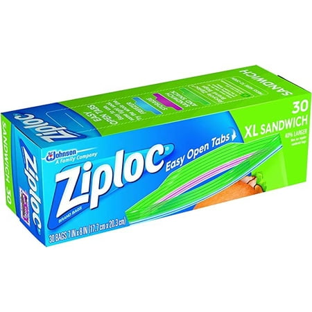 Ziploc Sandwich Bags, X-Large, 30-Count