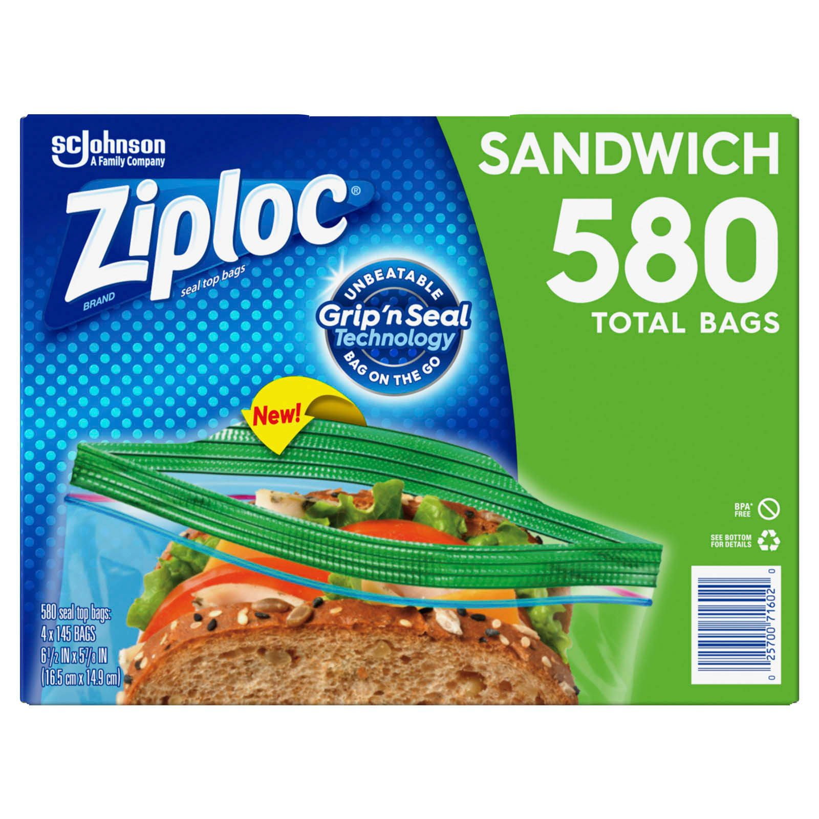 Ziploc Food Seal Top Bags, Variety of Sizes to Choose - Sandwich/ Snack/  Storage
