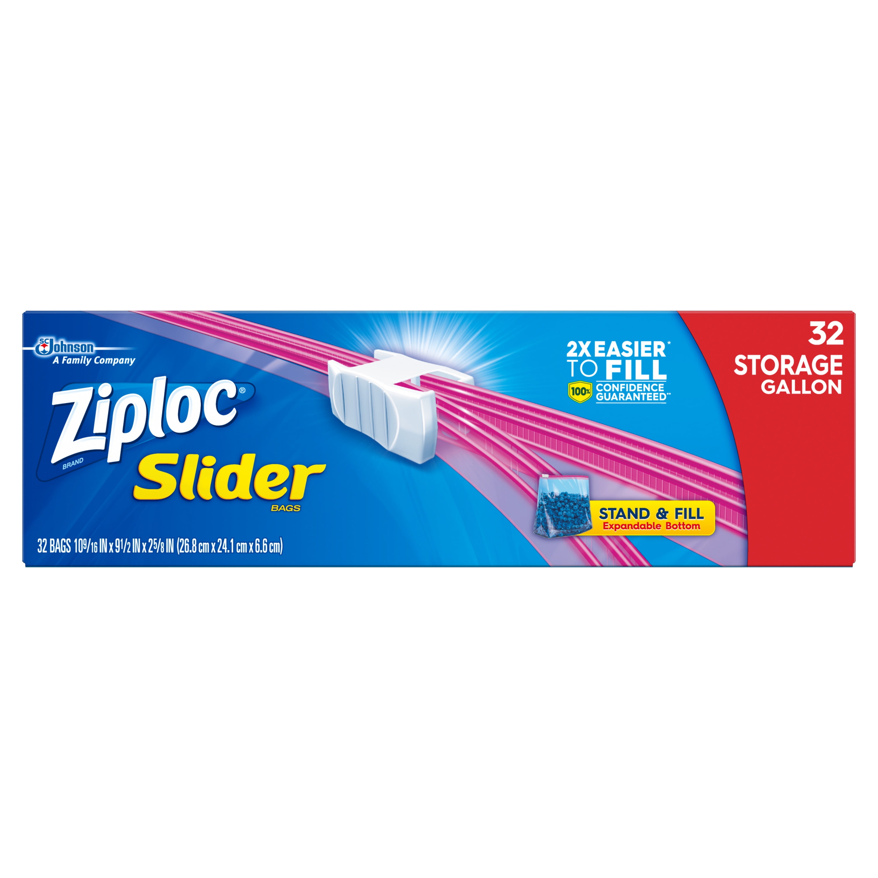 Ziploc Slider Storage Gallon Bags with Power Shield Technology, 32 Count