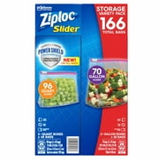 Slider Storage Bags by Ziploc 166 Count Variety Pack: Quart (96 ct.), Gallon (70 ct.)