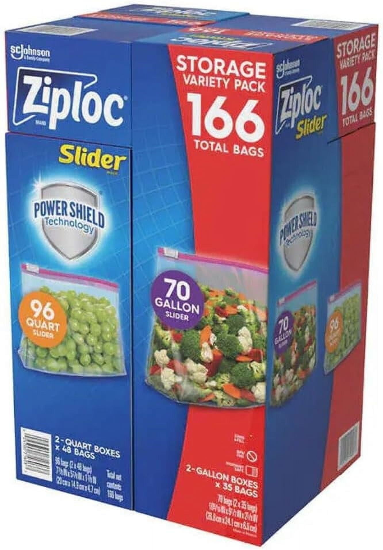 Ziploc Slider Storage Bags 166 Count Variety Pack: Quart (96 ct.), Gallon (70 ct.)