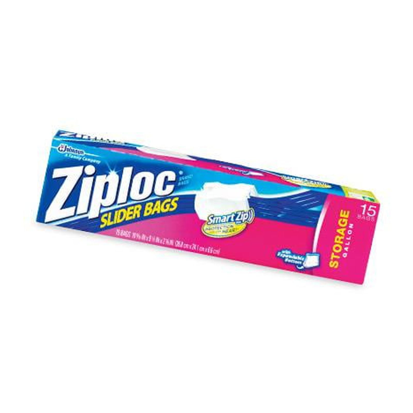 Ziploc Slider Storage Gallon Bags with Power Shield Technology, 15 Count