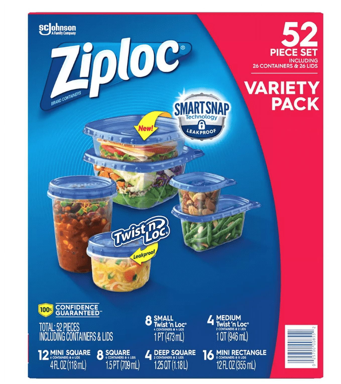 Ziploc Containers & Lids, Square, Small, 1.5 Pint, Food Storage Containers