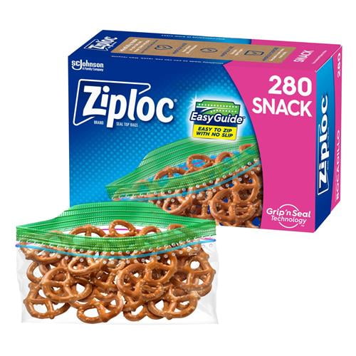 Ziploc Snack Bags For On The Go Freshness, Grip N Seal Technology For Easier Grip, Open, And Close, 280 Count - Pack of 2