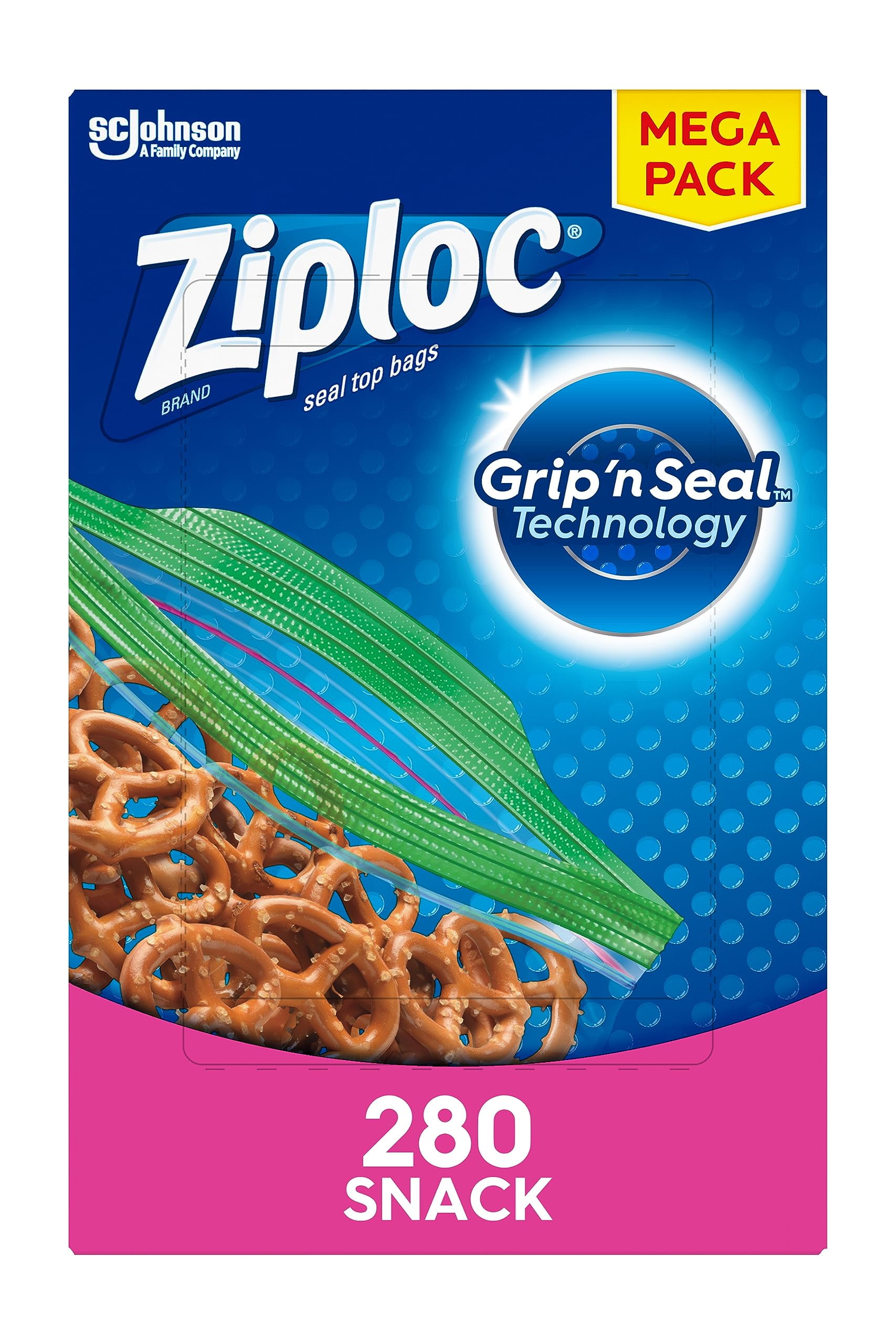 Ziploc Snack Bags, Storage Bags For On The Go Freshness, Grip ,N Seal