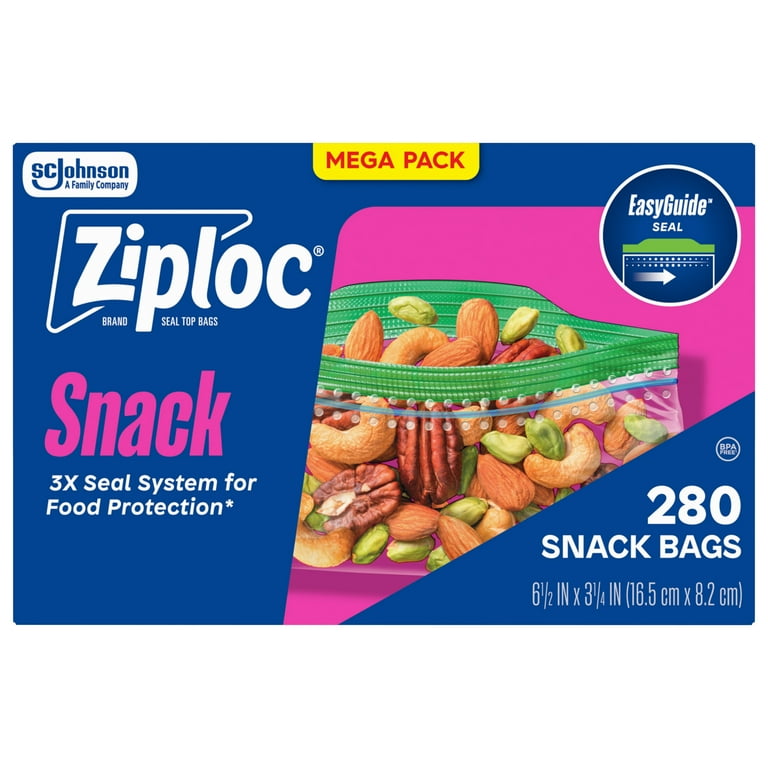 Ziploc® Resealable Snack Bags, Small Size Storage for Lunch