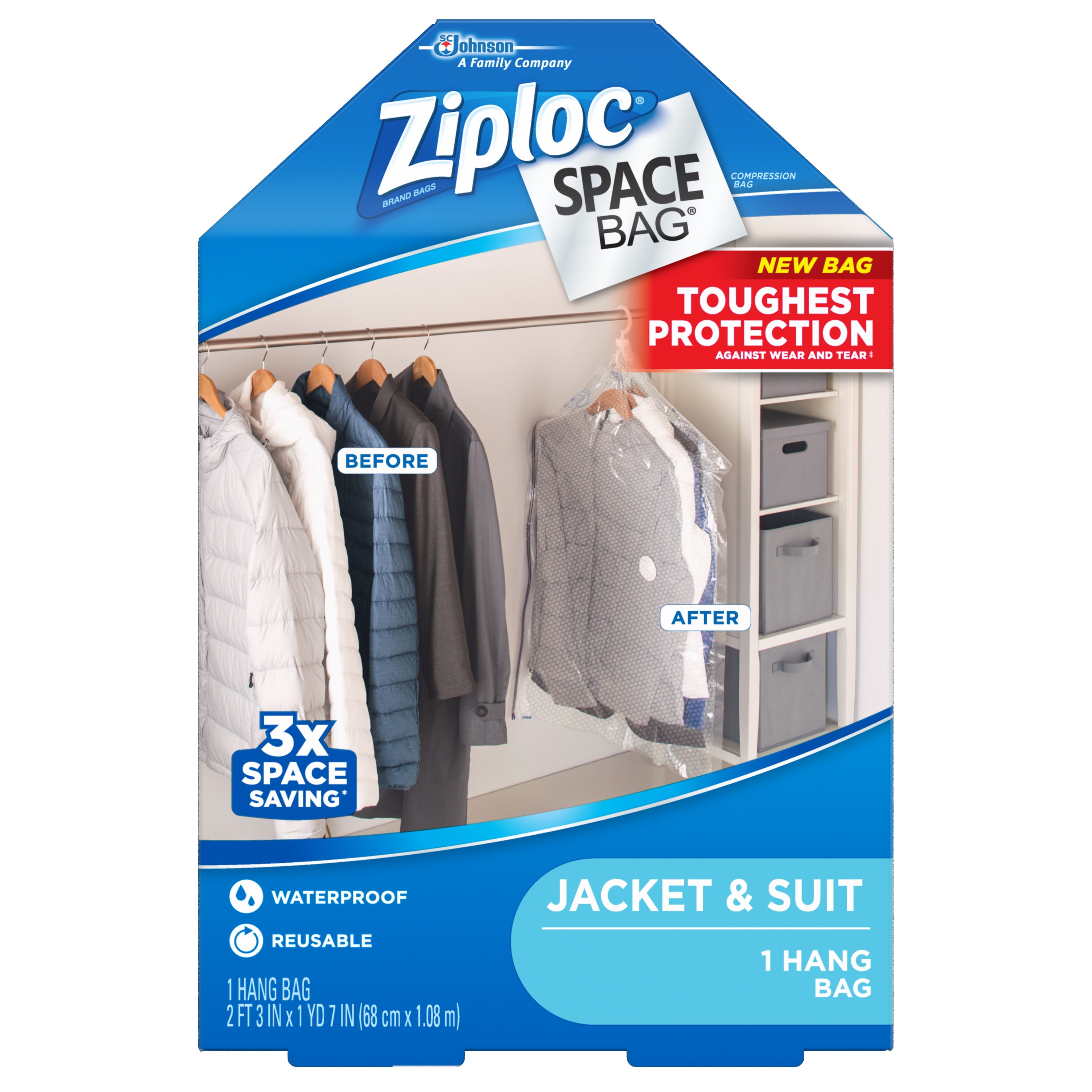 ZIPLOC Space Bag Roll Up Dual Use Clothing Storage Bags NEW 5 Total Travel