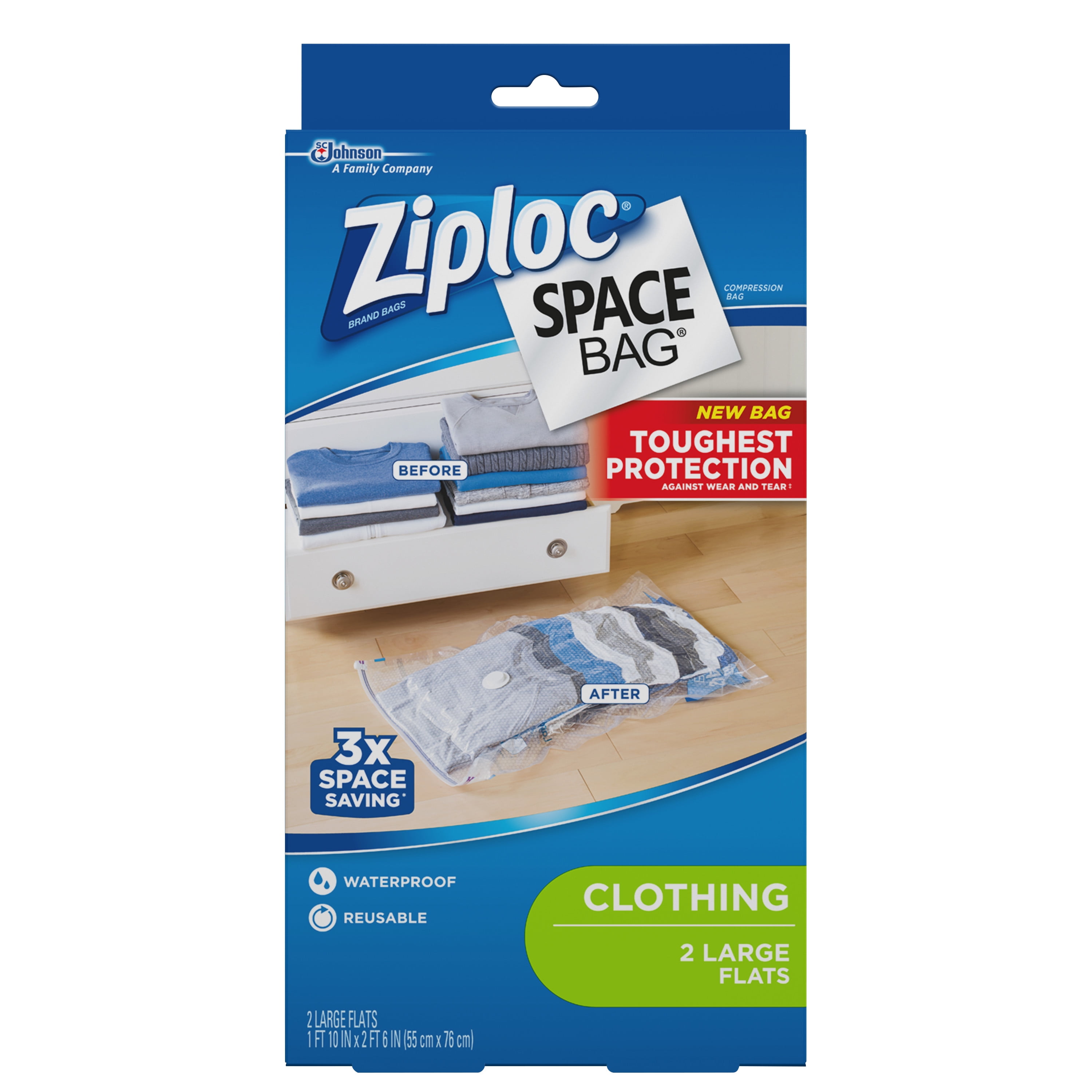 Ziploc Space Bag Straight Pack, Large, 2 ct