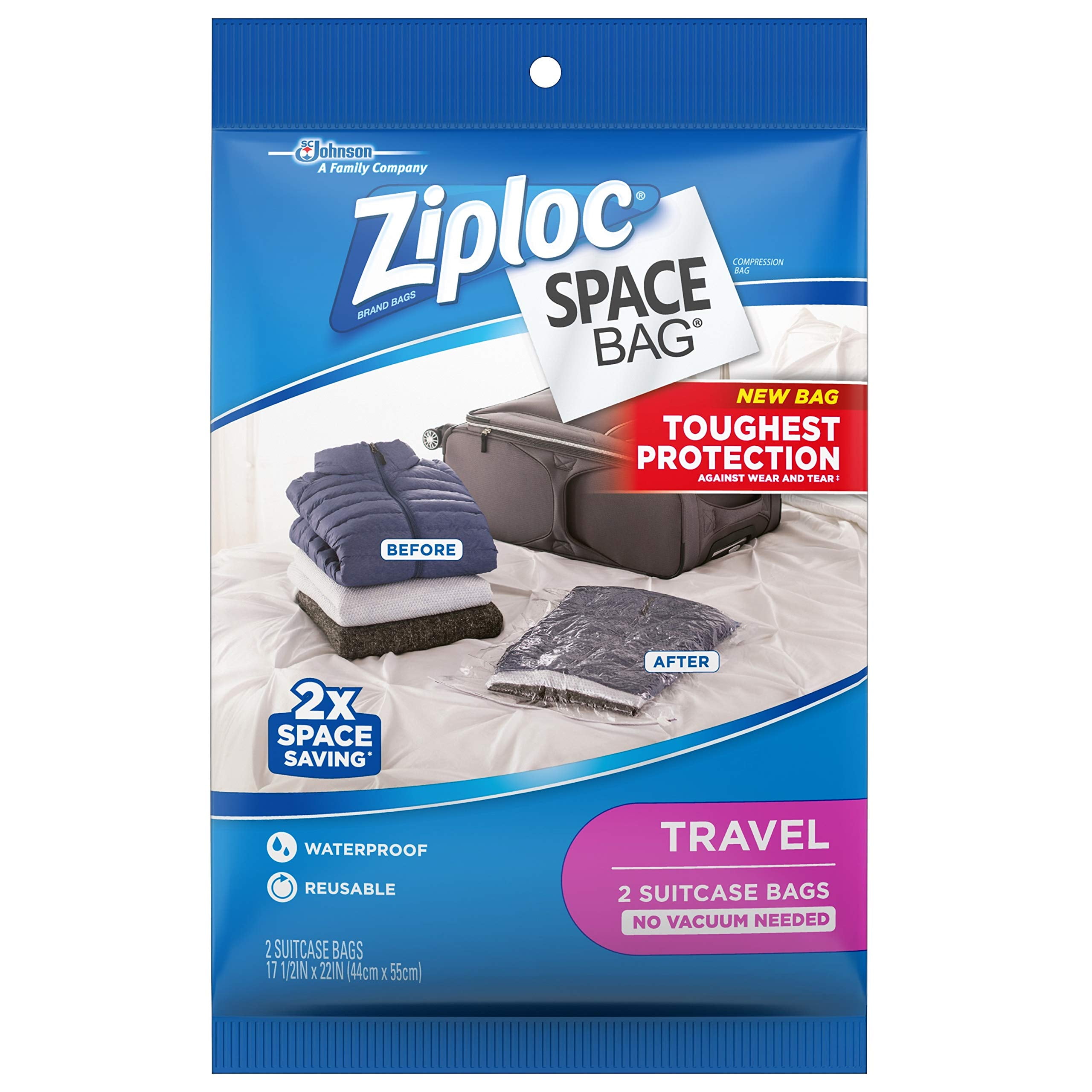 2 Box Ziploc Space Bag Clothing Vacuum Seal Flat - 4 Bags Total Waterproof  New!