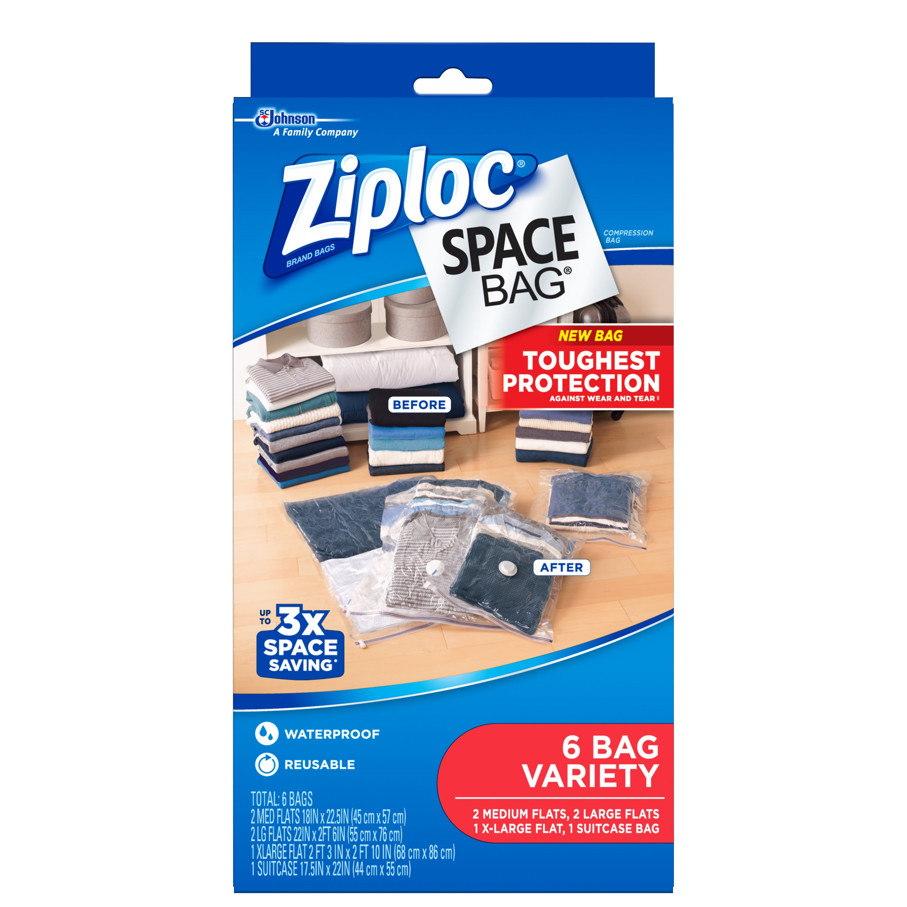 Ziploc Vacuum Seal Space Bag Pack Combo Travel Sizes Jumbo