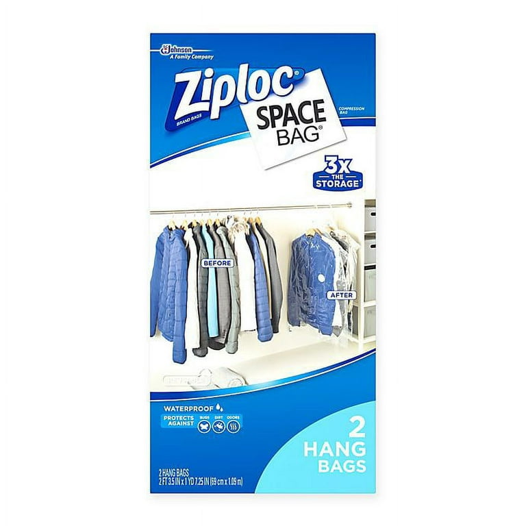 Ziploc Space Reusable Bags for Jacket & Suit - 2 Hang Bags 
