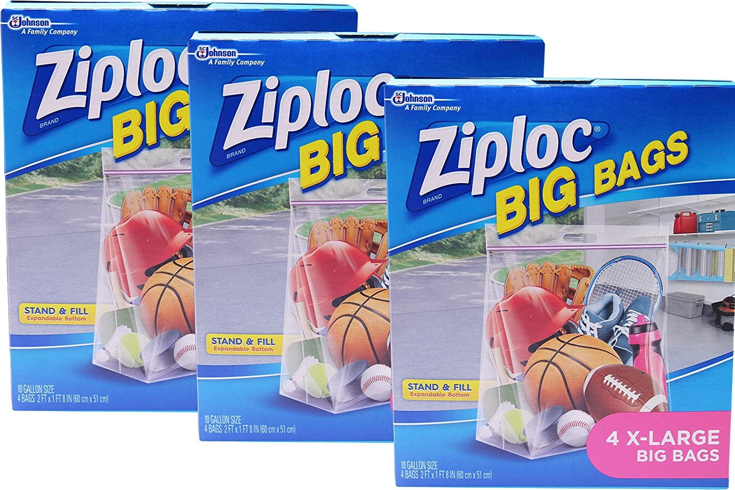 Ziploc Big Bags, Stand & Fill, Large, 3 Gallon - 5 bags