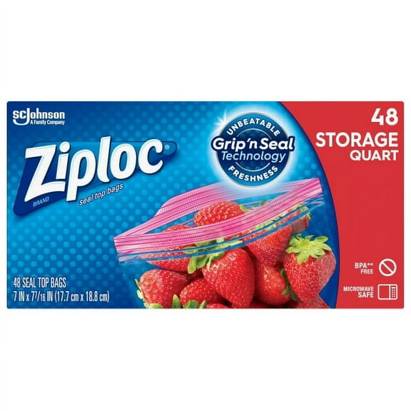 Ziploc Storage Quart Bags 48 ea (Pack of 4)