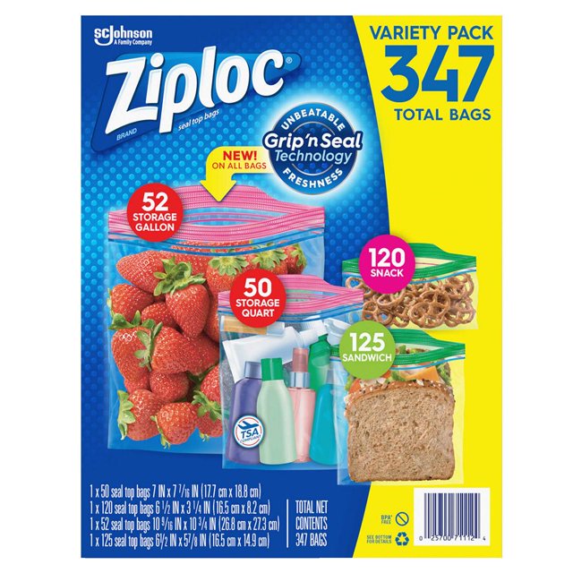 Ziploc Essential Storage Bag Variety Pack, 347 pk.
