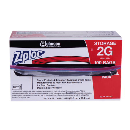 Ziploc Storage Bags, 2 Gallon, 100 Ct