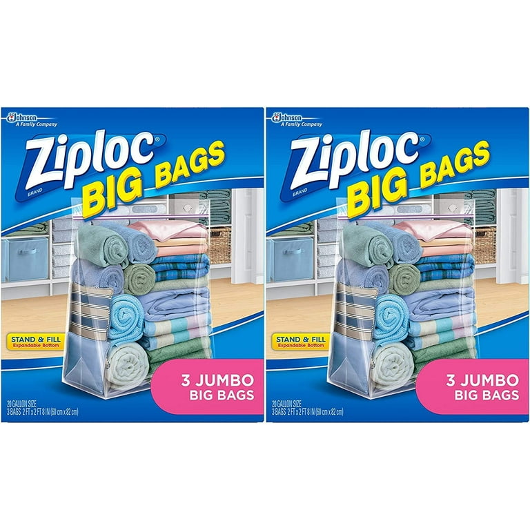  Ziploc Big Bags, XXL Double Zipper Bag, 3 CT (Pack of