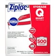 thumbnail image 1 of Ziploc Storage Bags, For Food Organization and Storage, Double Zipper, Quart, 500 Count, 1 of 9