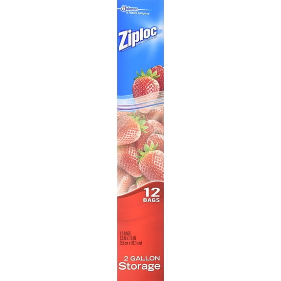 Ziploc Storage Bags, Jumbo 2 Gallon Size 12 Bags