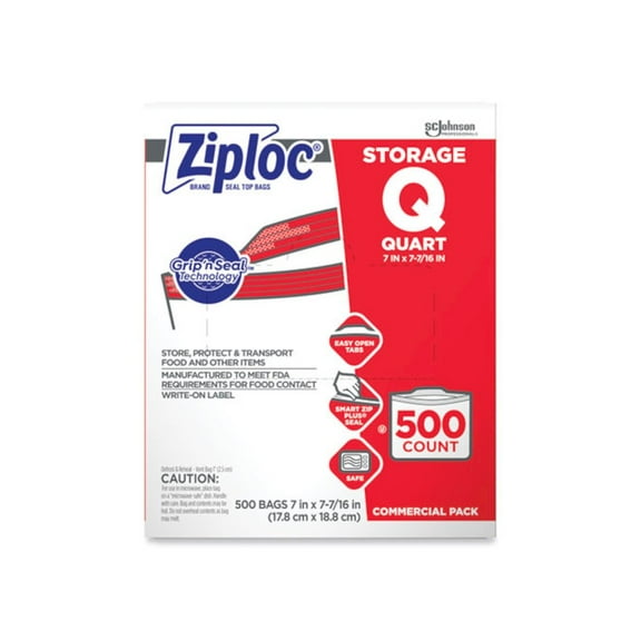 Ziploc Storage Bags, Quart, 500 Ct