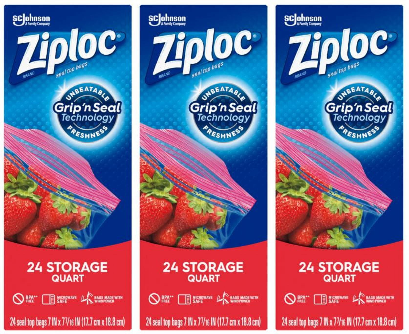 Ziploc Seal Top Bags, Storage, Quart 24 Ea