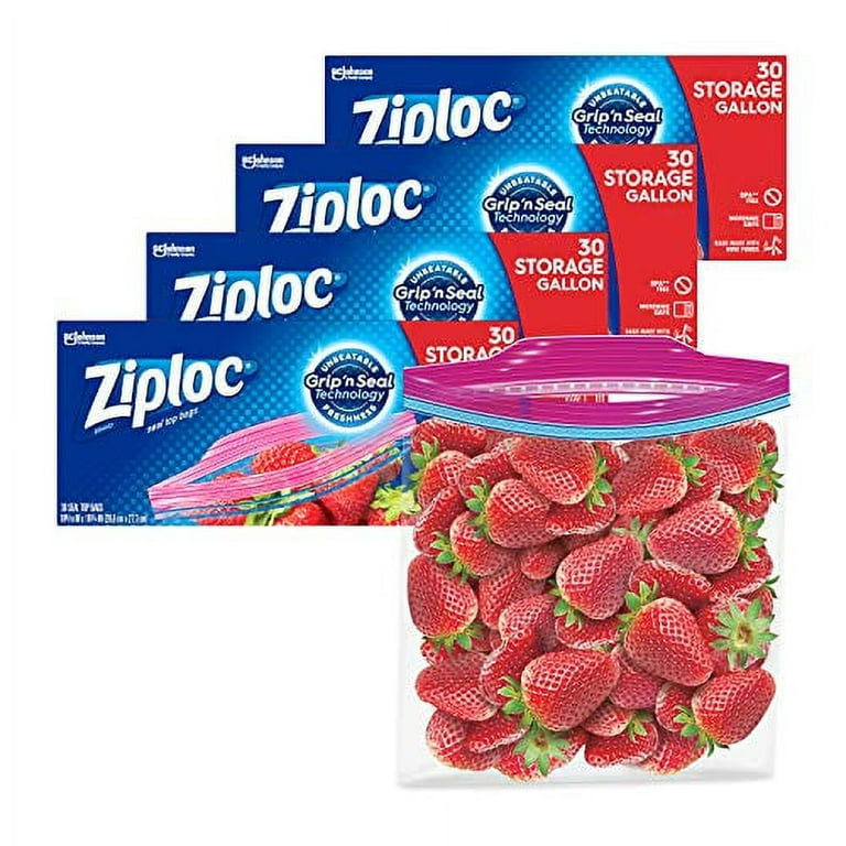 Ziploc Storage Bags with New Grip 'n Seal Technology, for Food, Sandwich,  Organization and More, Quart, 100 Count