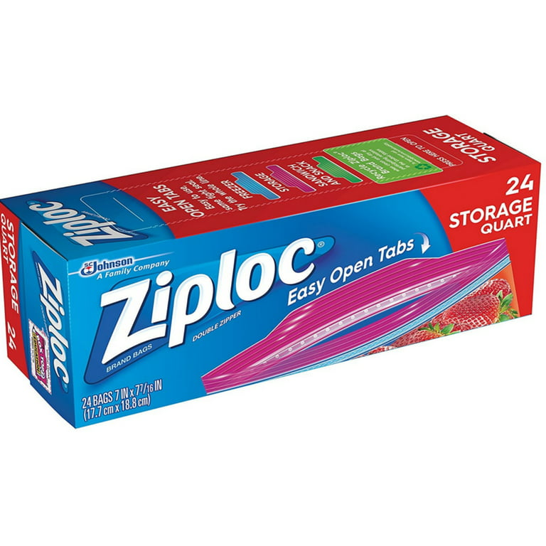 Ziploc Storage Quart Bags 24 Each, 2 Pack