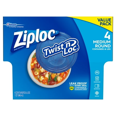 Ziploc Twist 'n Loc 32 oz Container, 4 Count