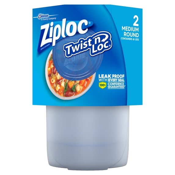 Ziploc Twist 'n Loc Food Storage Container, Medium, Set of 2