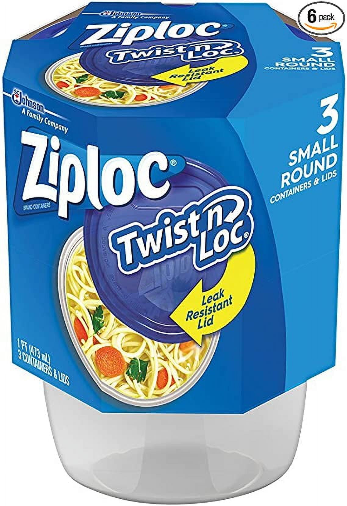 Ziploc Brand Holiday Food Storage Containers Twist 'N Loc, Small Round, 3  Count, Food Storage Containers