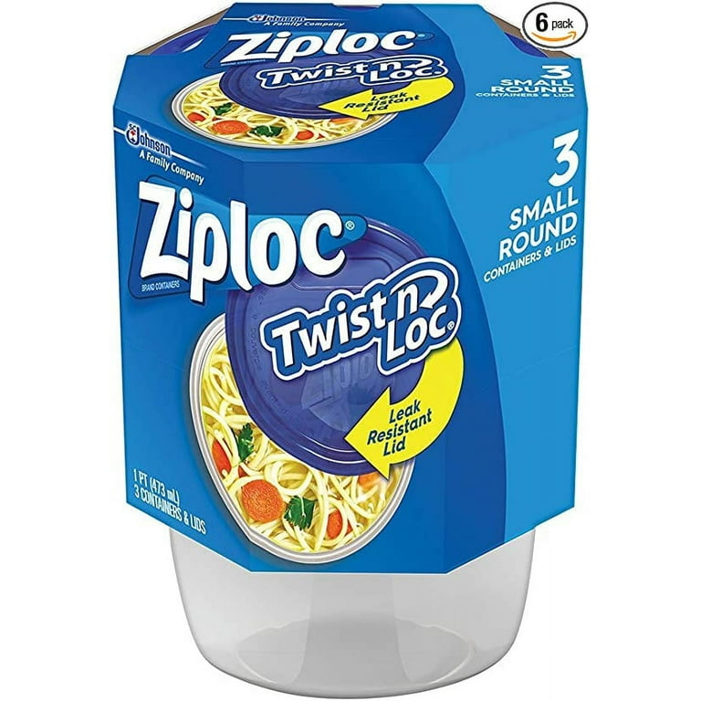 Ziploc® Brand, Food Storage Containers with Lids, Twist 'n Loc®, Small  Round, 3 Count, Shop