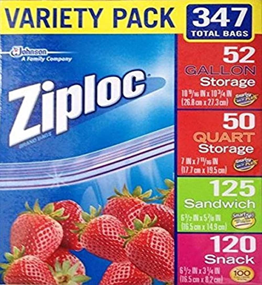 Ziploc Zip-Close Total Variety Bags, 347 Pack, Clear