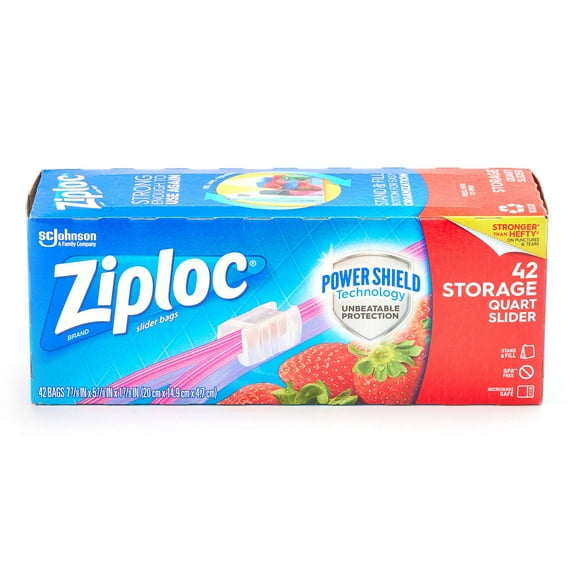 Ziploc Ziploc Brand Slider Storage Quart Bags, Zipper Storage Bags, 42 Count