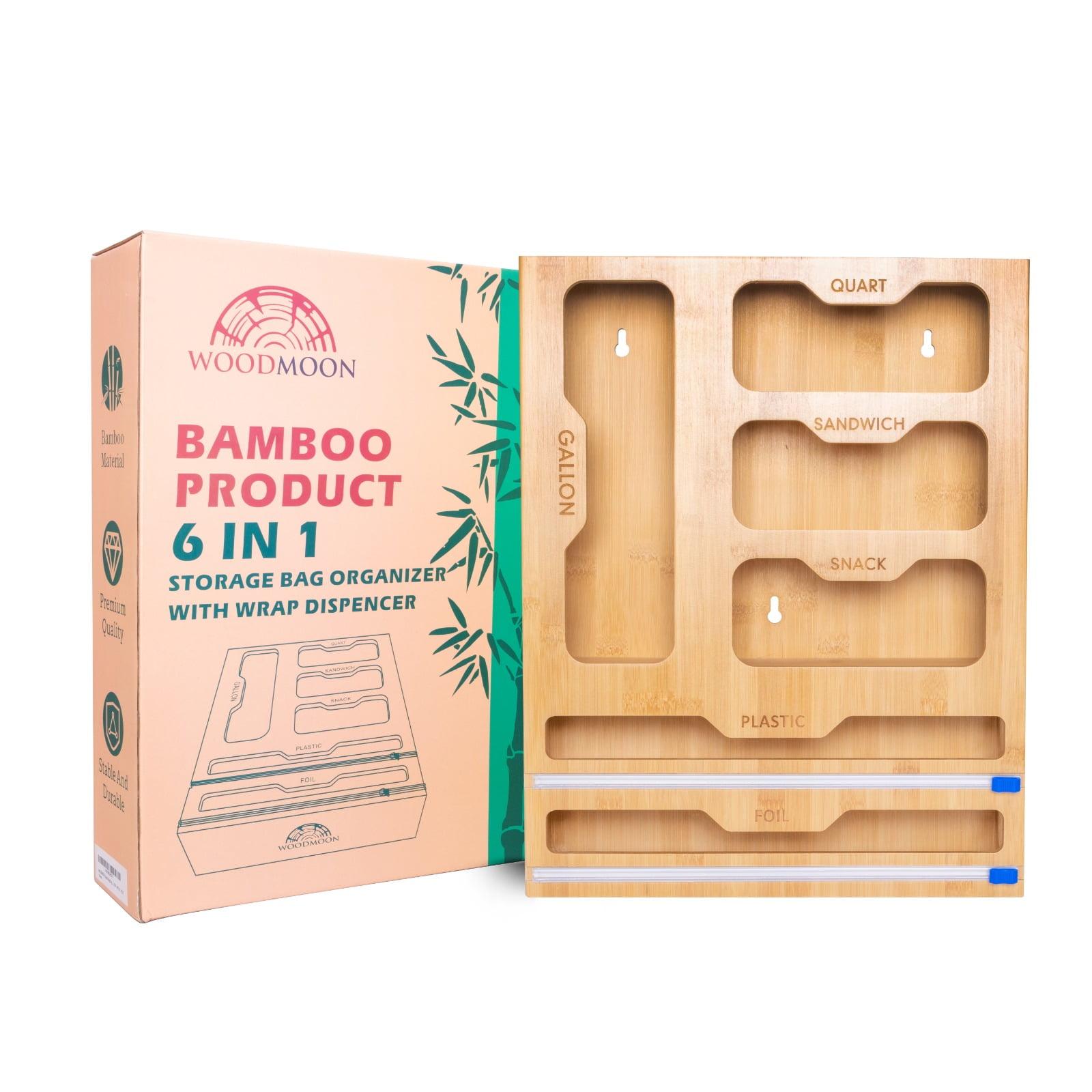 FairylandCollection Elite Premium Bamboo plastic bag organizer magnetic  Ziplock Dispenser individual…See more FairylandCollection Elite Premium  Bamboo