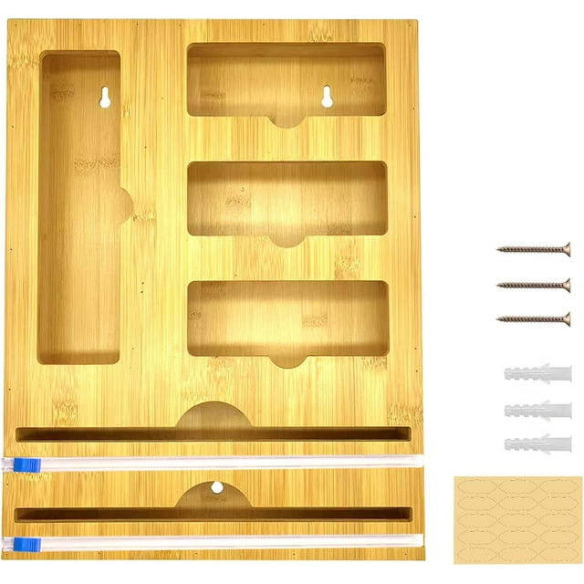 Ziplock Bag Storage Organizer for Kitchen Drawer & Wrap Dispenser with