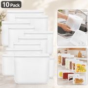 Ziplock Reusable Food Storage Bags Gallon Freezer Bags 10 Pack Reusable Sandwich Snack Bags - Silicon Reusable Silicone Bags for Vegetable Meat Cheese Food Stor
