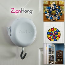 ZipnHang - White Plastic Adjustable Damage Free Door Hook Hanger for Wreaths