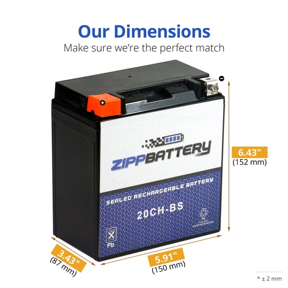 Zipp Battery Ytx20ch-bs (20ch-bs 12 Volts,18 Ah, 270 Cca) High Performance - Maintenance Free - Sealed AGM Motorcycle Battery