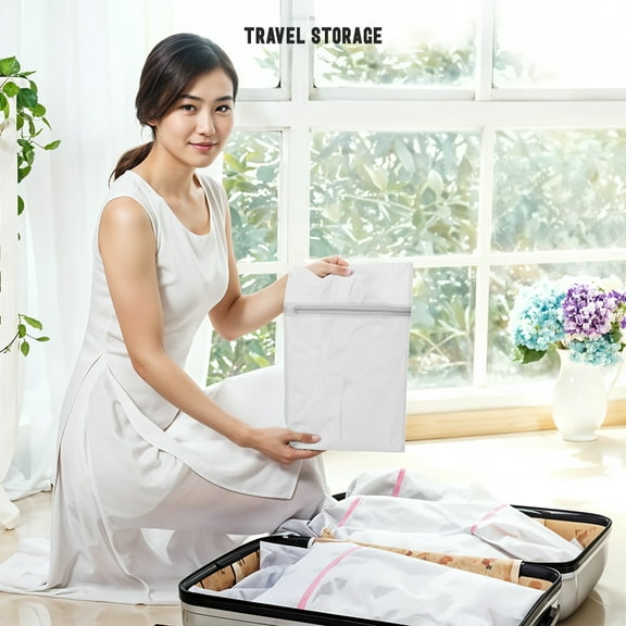 Zipped Fine Mesh Laundry Washing Machine Washer Bags For Socks, And Delicates(2 pack)