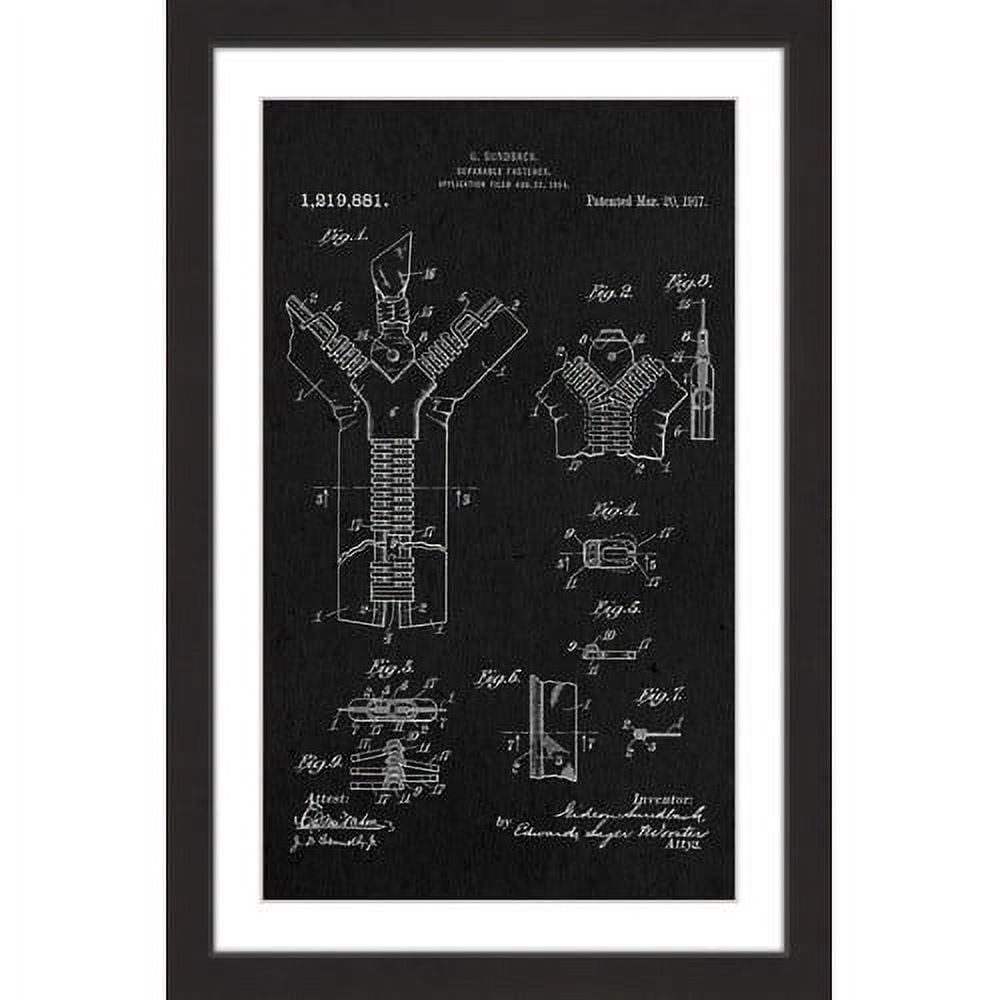 "Zipper 1917 Black Paper" Framed Painting Art Print , by Steve King