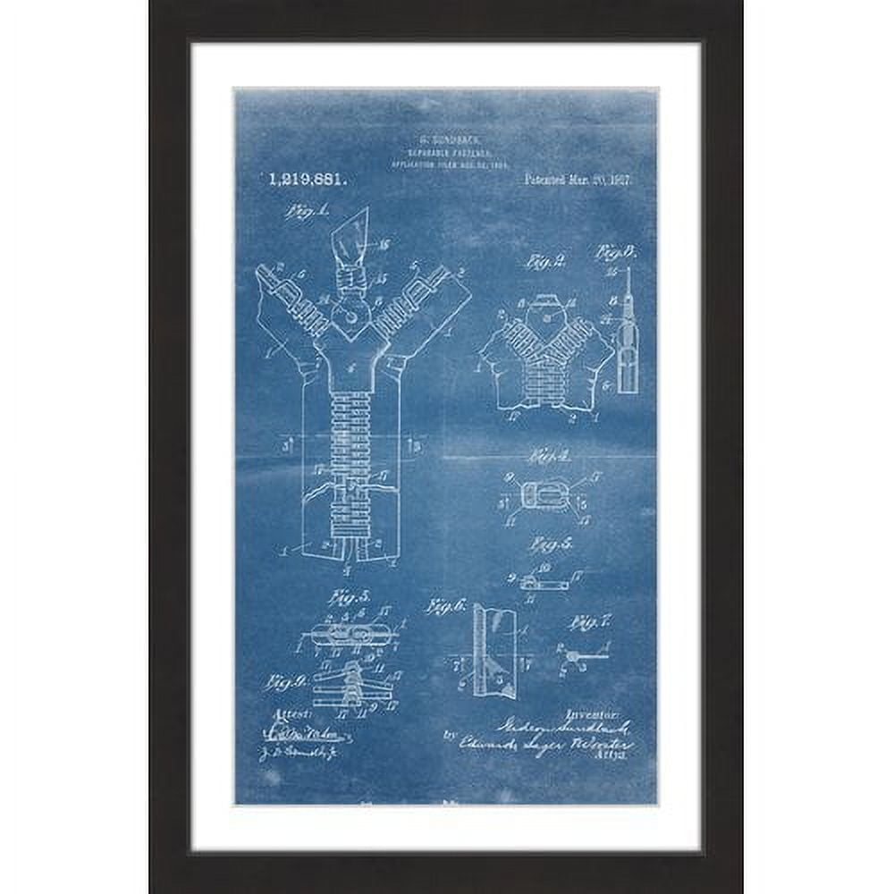 "Zipper 1917 Blueprint" Framed Painting Print