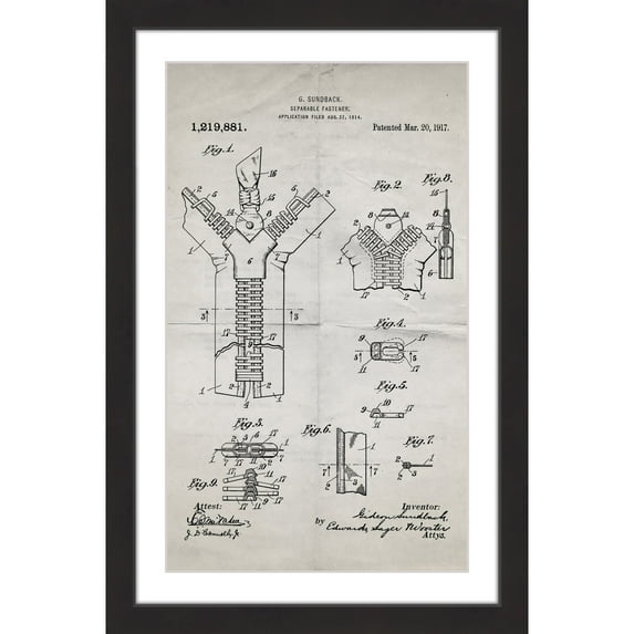 "Zipper 1917 Old Paper" Framed Painting Print