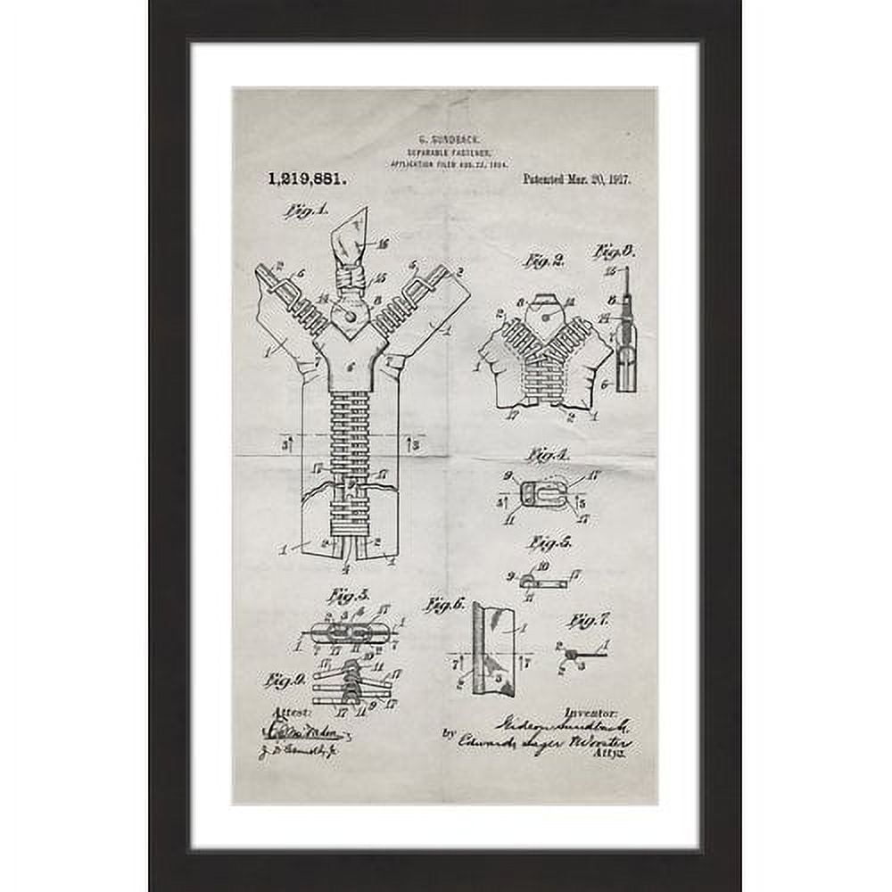 "Zipper 1917 Old Paper" Framed Painting Print
