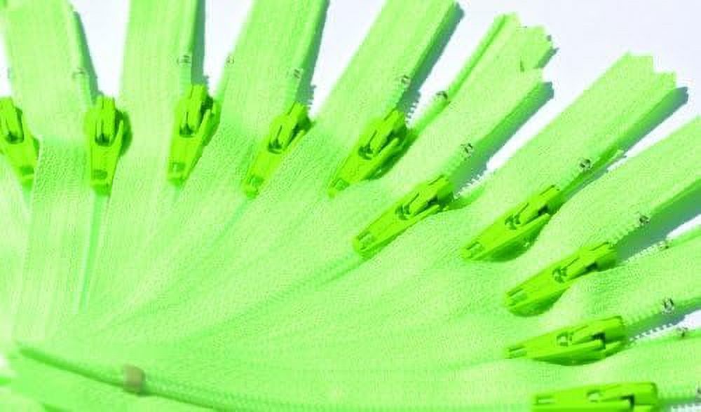 Zipper 3 & Dress Zippers Color Neon Green (10 Zippers/Pack)