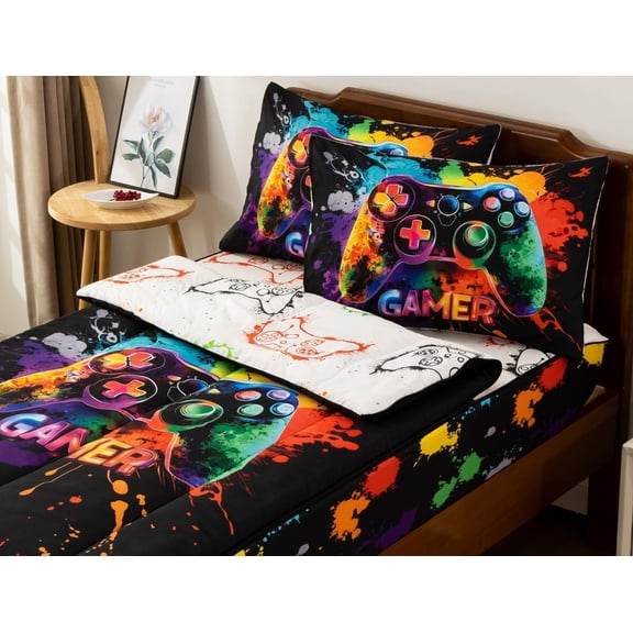 Zipper Bedding Set with Game Console Design for Kids Twin Size