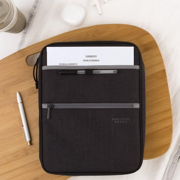 Zipper Binder, 1 Inch 3-Ring Binder with Round Rings, Carry-All with Pockets and 4-Tab Dividers, 375 Sheet Capacity, Black/Gray (29092IT8)