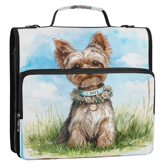 Zipper Binder 3 Rings Stationery Office Files Daily Organizer File Folder Storage Bag Adorable Yorkshire Terrier