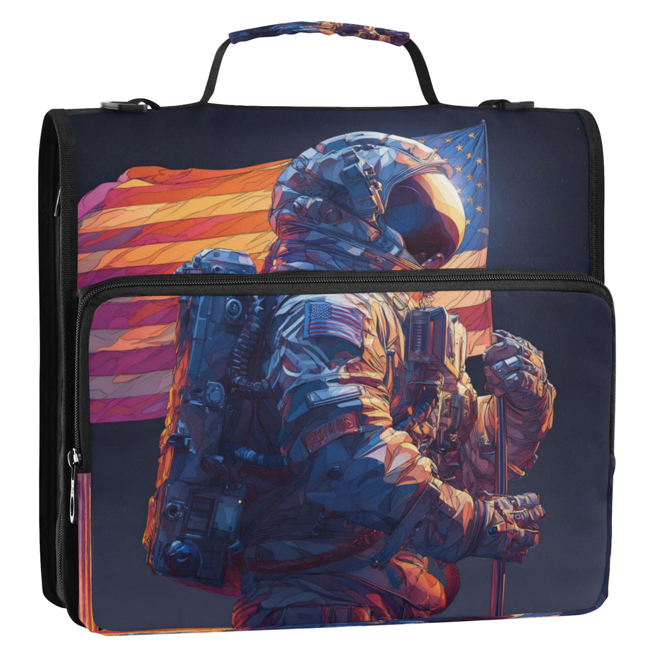 Zipper Binder 3 Rings Stationery Office Files Daily Organizer File Folder Storage Bag American Astronaut