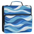 thumbnail image 1 of Zipper Binder 3 Rings Stationery Office Files Daily Organizer File Folder Storage Bag Blue and White Wavy Lines, 1 of 8